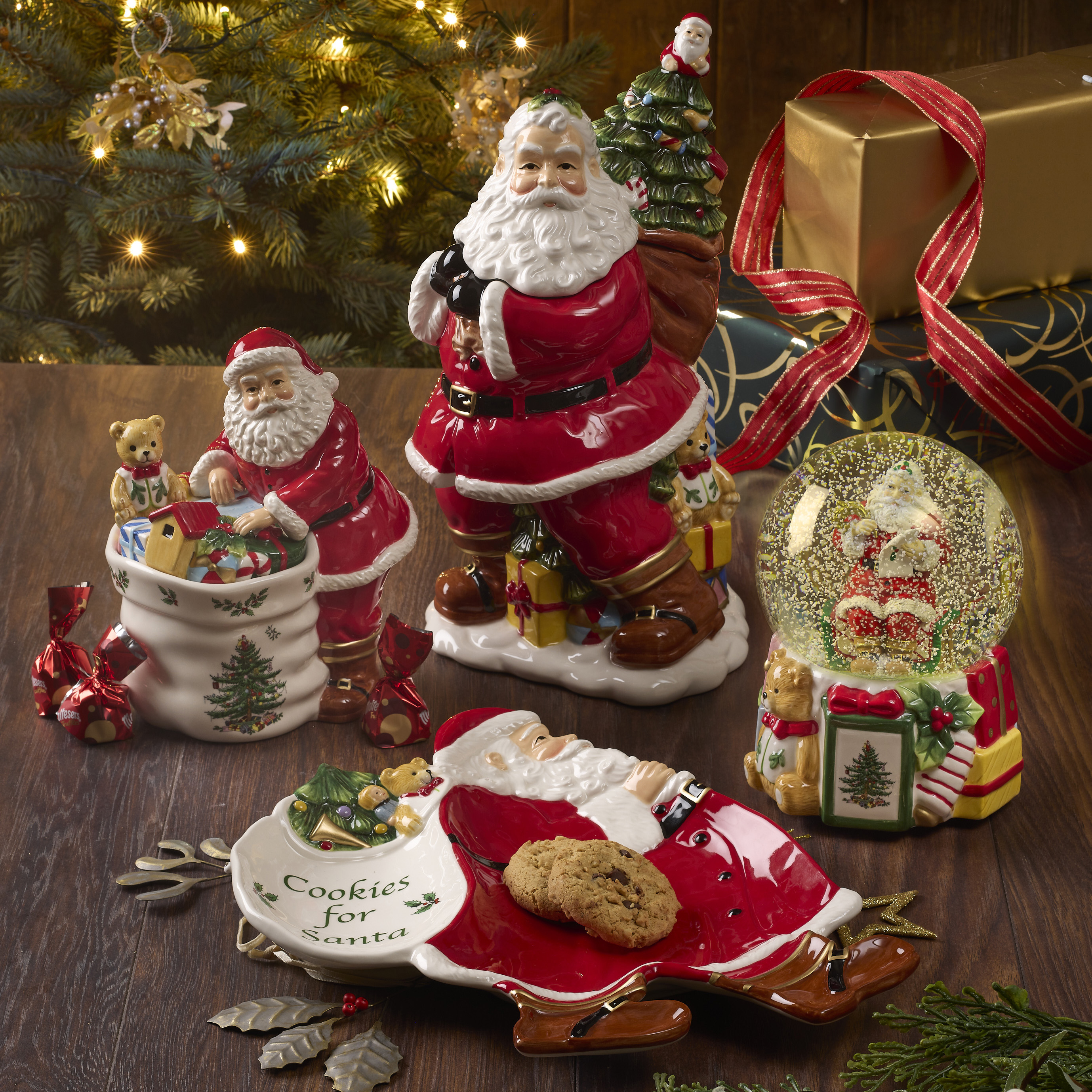 Christmas Tree Figural Santa with Tree Cookie Jar image number null